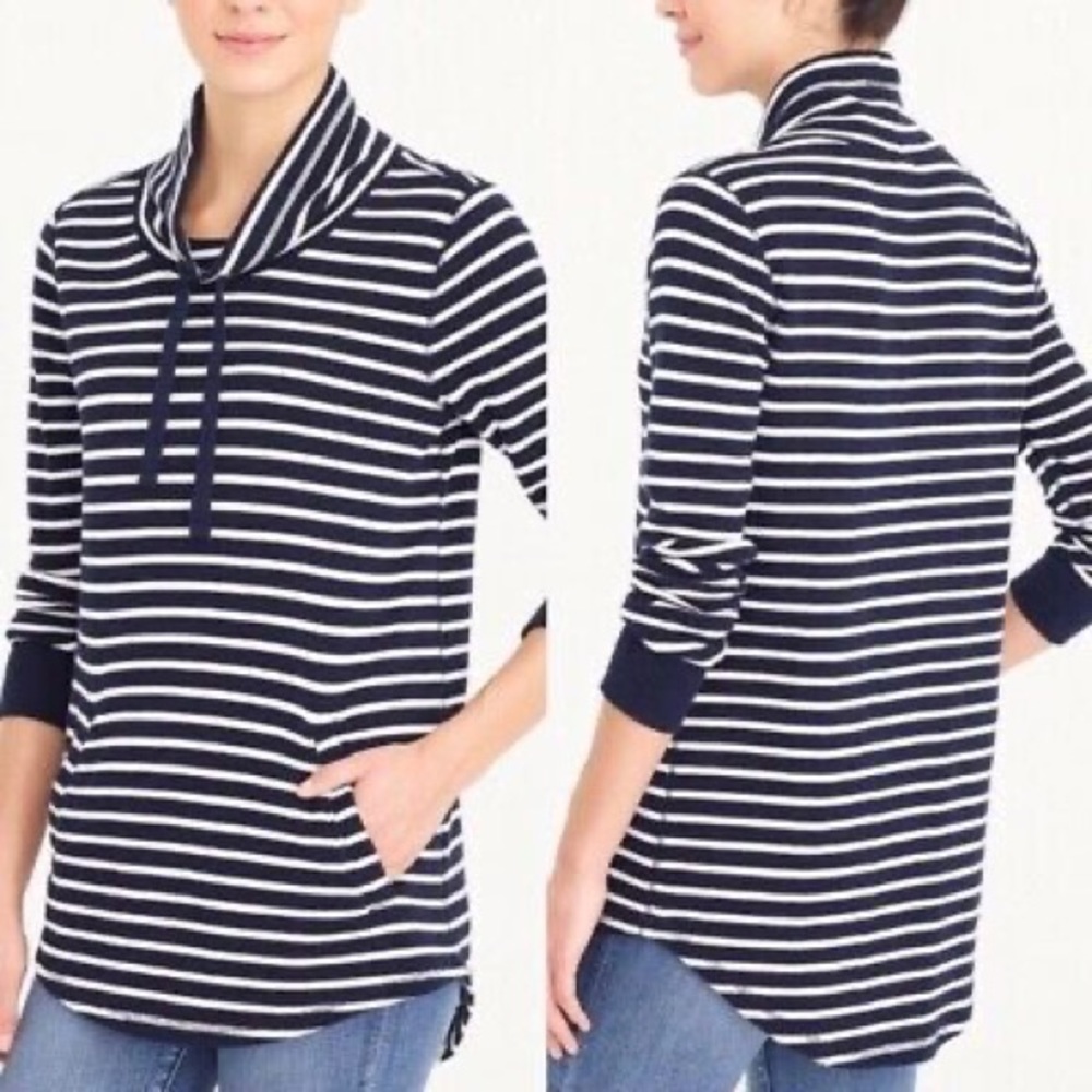 J Crew Factory Striped Funnelneck Sweatshirt